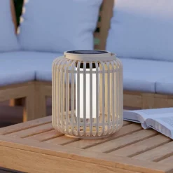 LED-lykt Marliano, lys tre, tre