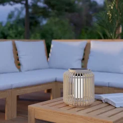 LED-lykt Marliano, lys tre, tre