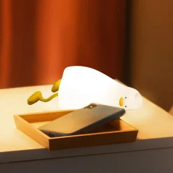 LED-nattbordslampe Ducky, and, hvit, timer, dimbar