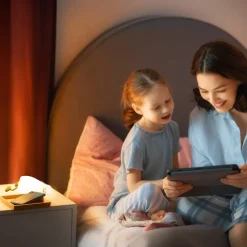 LED-nattbordslampe Ducky, and, hvit, timer, dimbar