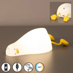 LED-nattbordslampe Ducky, and, hvit, timer, dimbar