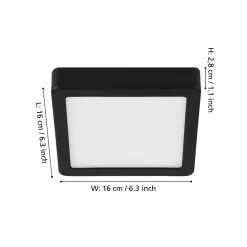 LED-panel for utenpåliggende montering Fueva 5 IP20 830 svart 16x16cm