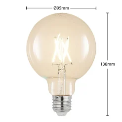 LED-pære E27 4 W G95 2 700 K globe filament, klar