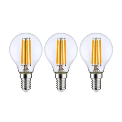 LED-pære E14 P45, 4W, klar, 2700K, dimbar, sett med 3 stk