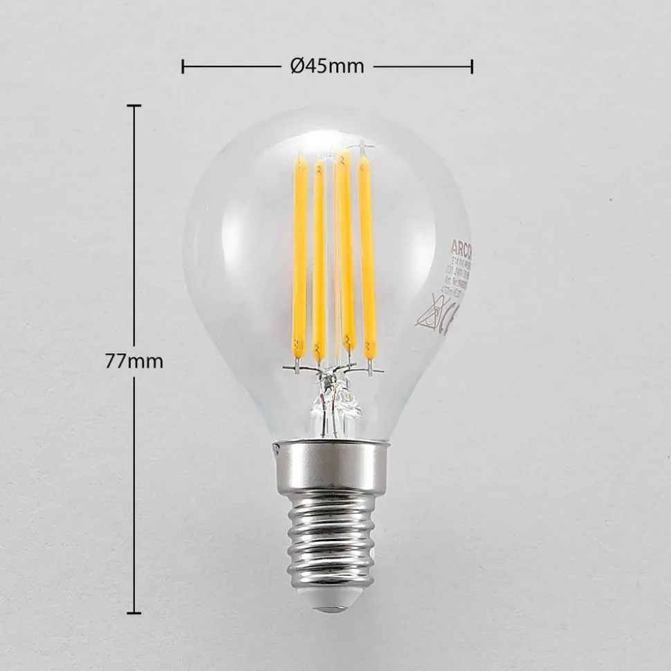 LED-pære E14 P45, 4W, klar, 2700K, dimbar, sett med 3 stk
