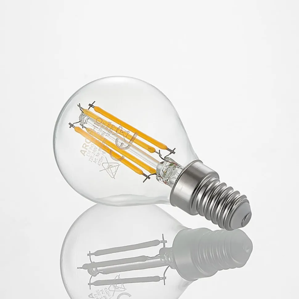 LED-pære E14 P45, 4W, klar, 2700K, dimbar, sett med 3 stk