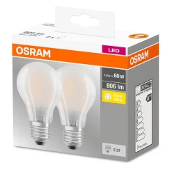 LED-pære E27 6,5W 827 matt 2 stk