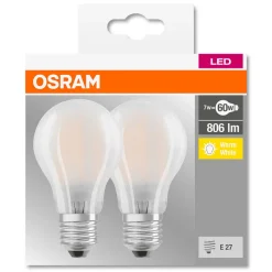 LED-pære E27 6,5W 827 matt 2 stk