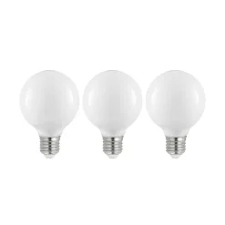 LED-pære E27 8W G80 2 700K dimbar, opal, sett med 3 stk