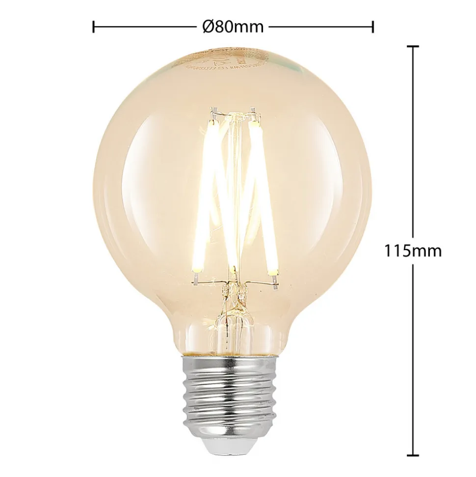 LED-pære E27 8W G80 2 700 K filament, dimbar, klar