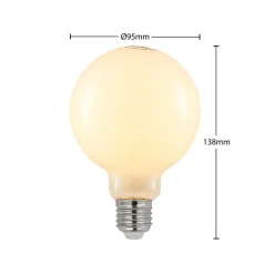 LED-pære E27 8W 2 700 K G95 globe dimbar opal 3stk
