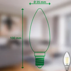 LED-pære E14 2,5W klar 3000K 525 lm Energiklasse A 2er