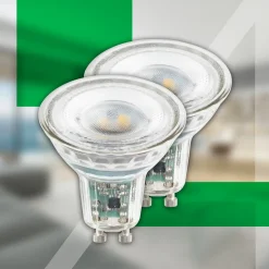 LED-pære Reflektorpære GU10 4,7W klar 3000K energiklasse A 2er