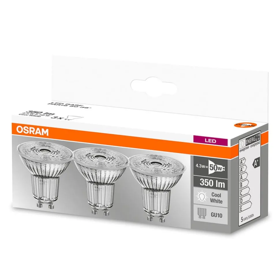 LED-reflektor GU10 4,3 W, universalhvit, 3-pakk