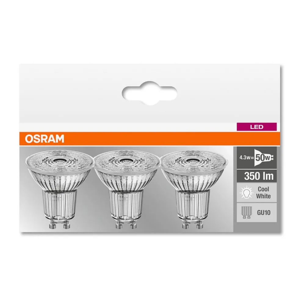 LED-reflektor GU10 4,3 W, universalhvit, 3-pakk