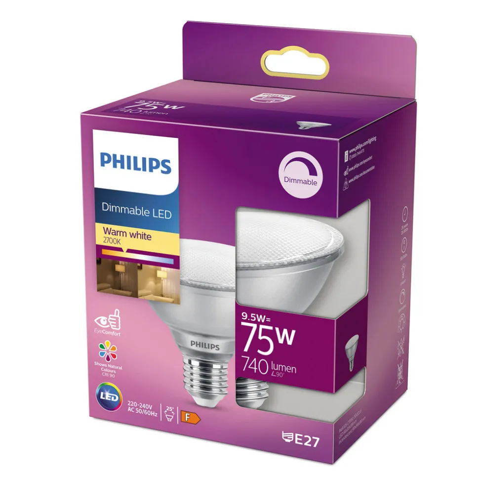 LED-reflektor PAR30S E27 9,5W, varmhvit, dimbar