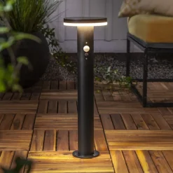 LED-sokkellampe Valletta Sensor svart metall 50 cm