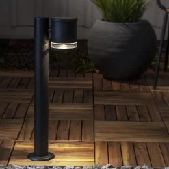 LED-sokkellampe Wien, svart, metall, høyde 50 cm