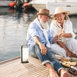 LED-solcellebordlampe Casoli batteri, høyde 25 cm