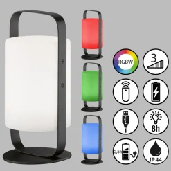 LED-solcellebordlampe Casoli batteri, høyde 25 cm