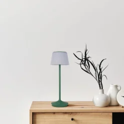 LED-solcelle-bordlampe Emmi CCT oppladbar, grønn