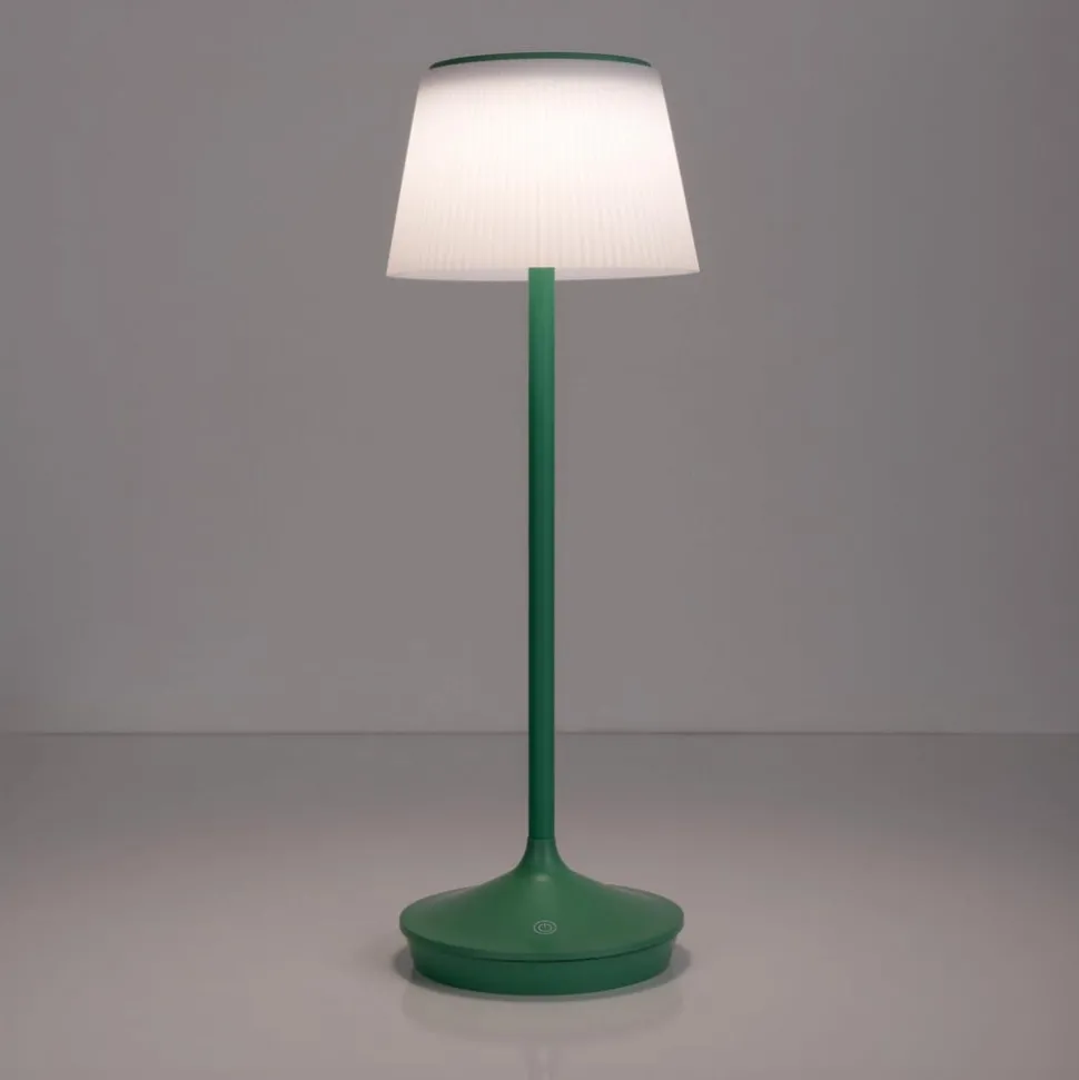 LED-solcelle-bordlampe Emmi CCT oppladbar, grønn