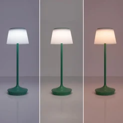 LED-solcelle-bordlampe Emmi CCT oppladbar, grønn