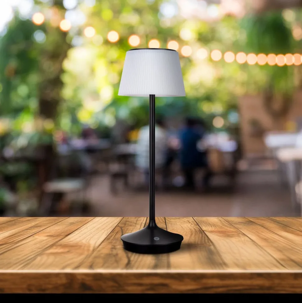 LED-solcelle-bordlampe Emmi CCT oppladbar, svart