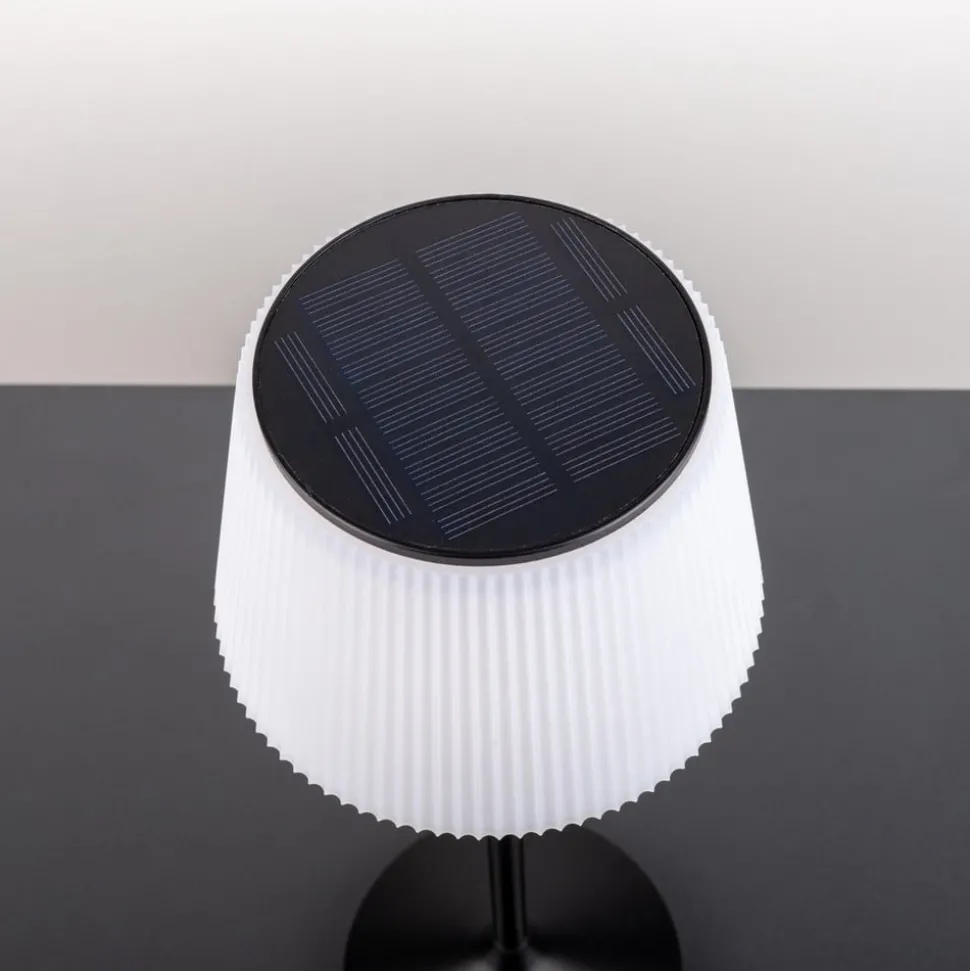 LED-solcelle-bordlampe Emmi CCT oppladbar, svart