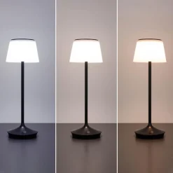 LED-solcelle-bordlampe Emmi CCT oppladbar, svart