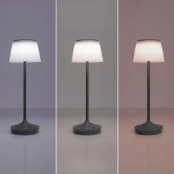 LED-solcelle-bordlampe Emmi CCT oppladbar, grå