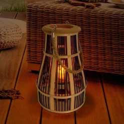 LED-solcelle-dekobelysning kurv, 34 cm svart/natur