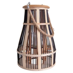 LED-solcelle-dekobelysning kurv, 34 cm svart/natur