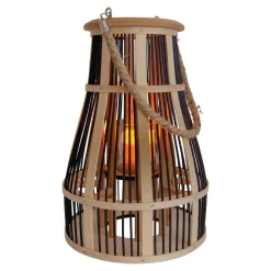 LED-solcelle-dekobelysning kurv, 34 cm svart/natur