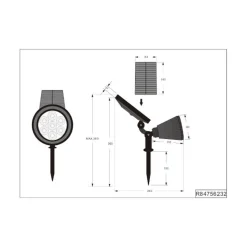 LED-solcelledrevet spotlight Festival, svart matt, RGB, sensor