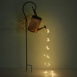 LED-solcellelampe 336523, gull, vannkanne, jordspyd, metall