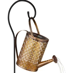 LED-solcellelampe 336523, gull, vannkanne, jordspyd, metall