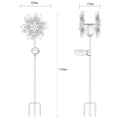 LED-solcellelampe 36578, jordspyd, rustbrun, metall, glass