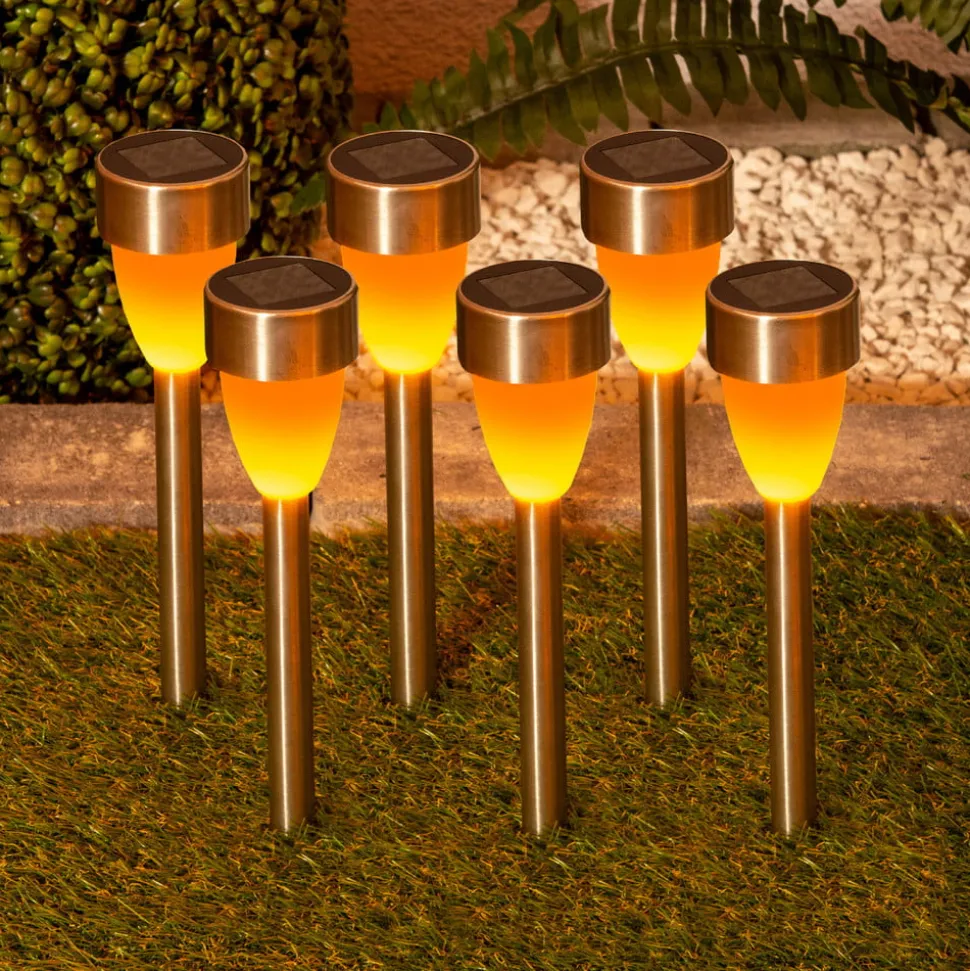 LED-solcellelampe 4135006 med flammeeffekt 6 stk