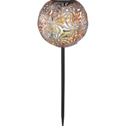 LED-solcellelampe 33632 med metallkule, sølv