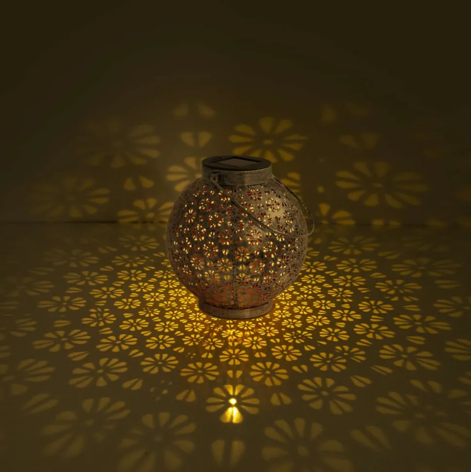 LED-solcellelampe 52854, sølv, metall, 20 cm, IP44, sett med 2 stk