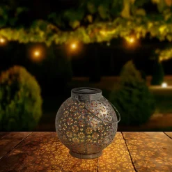 LED-solcellelampe 52854, sølv, metall, 20 cm, IP44, sett med 2 stk