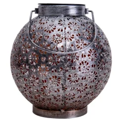 LED-solcellelampe 52854, sølv, metall, 20 cm, IP44, sett med 2 stk