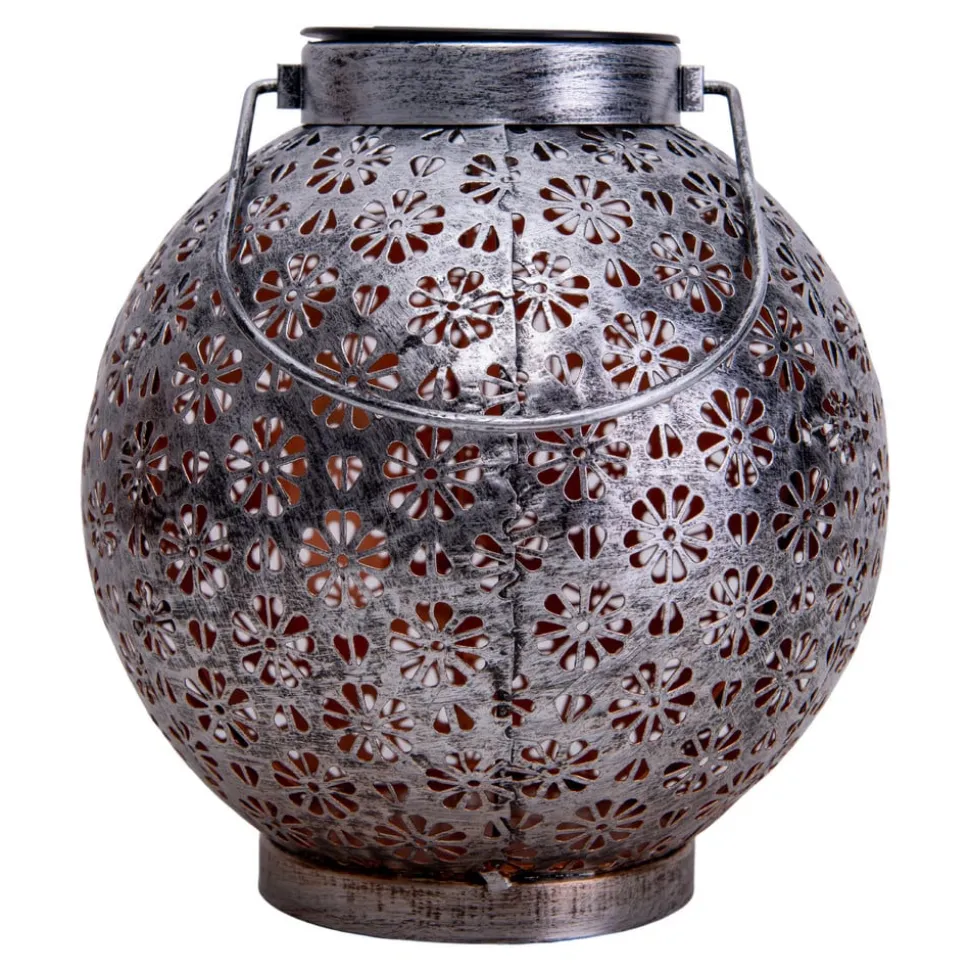 LED-solcellelampe 52854, sølv, metall, 20 cm, IP44, sett med 2 stk