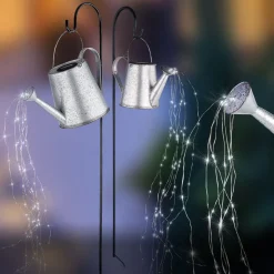 LED-solcellelampe 33652, sølv, vannkanne, jordspyd, metall