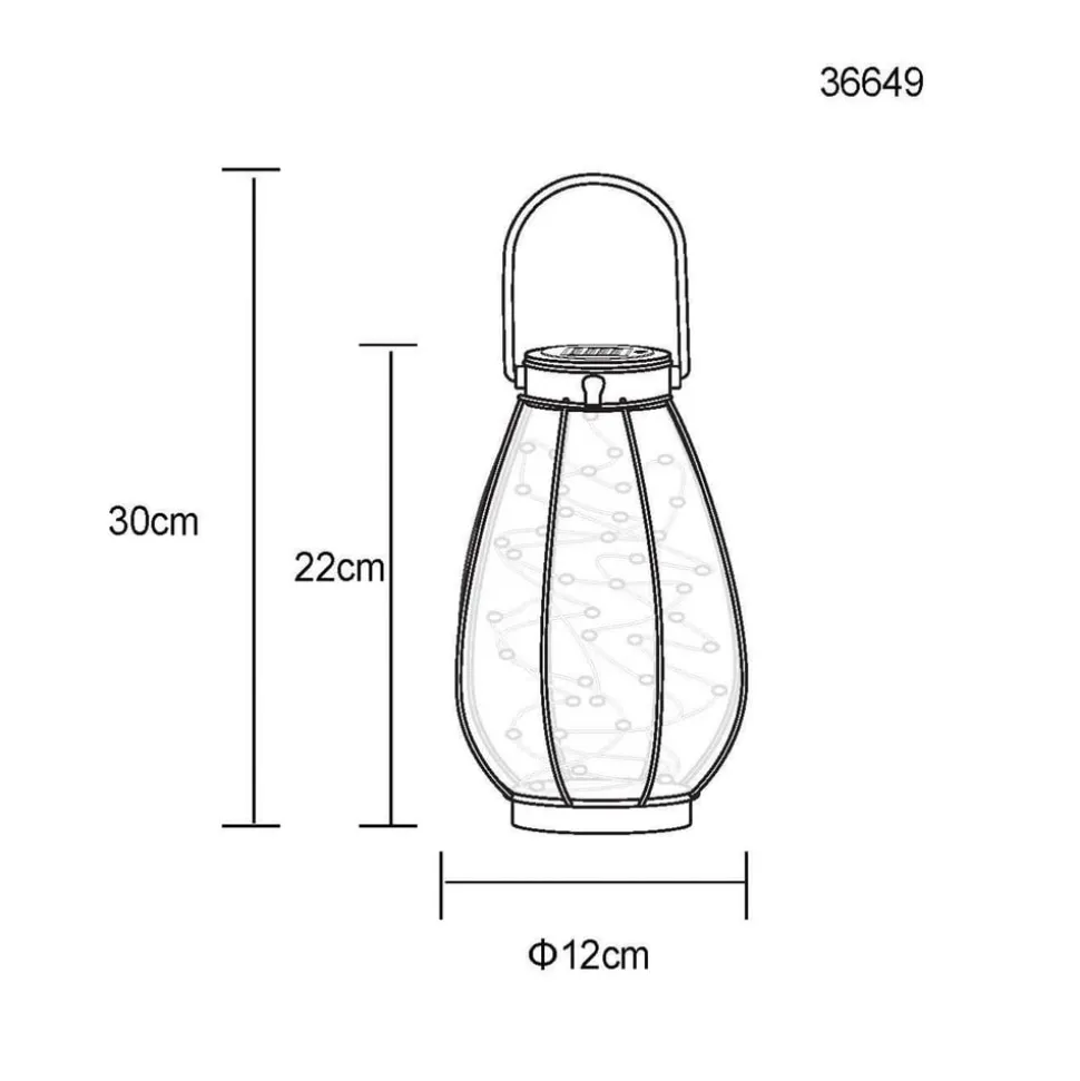LED-solcellelampe 36649, svart, ravfarget, metall, plast