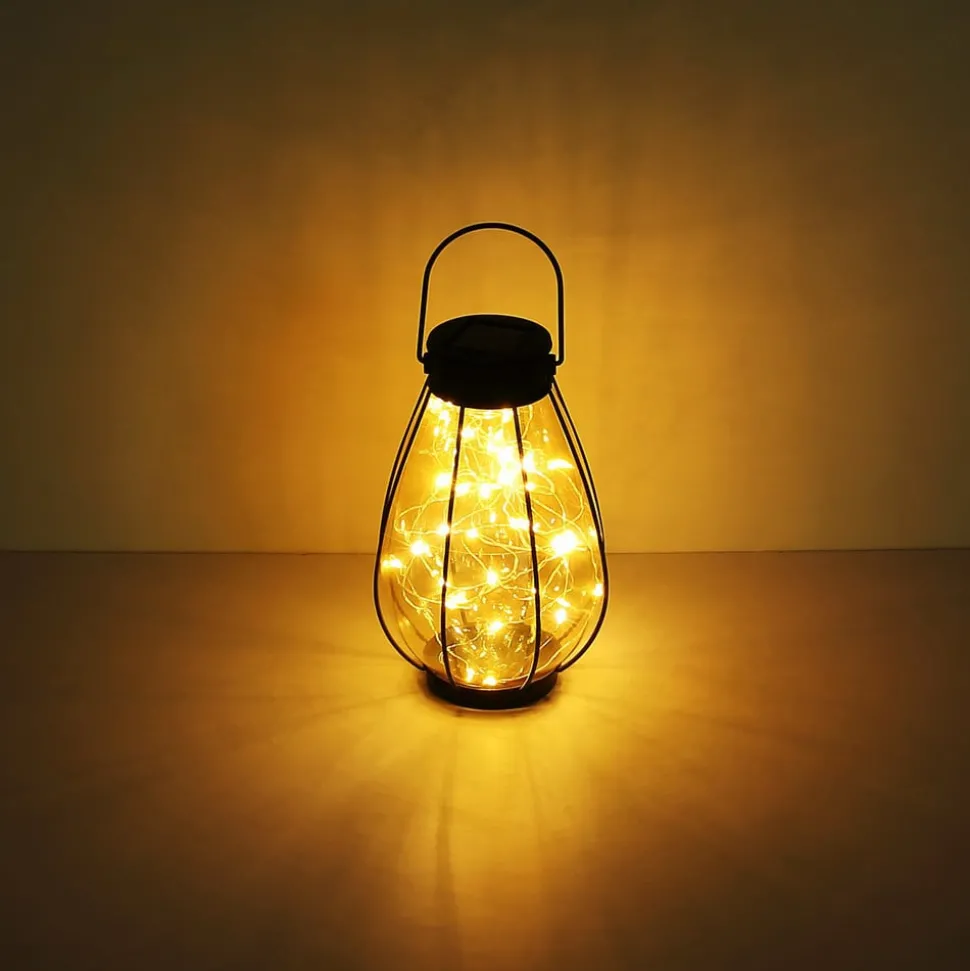 LED-solcellelampe 36649, svart, ravfarget, metall, plast