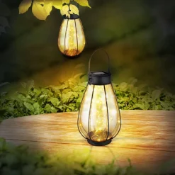 LED-solcellelampe 36649, svart, ravfarget, metall, plast