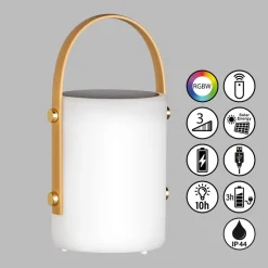 LED-solcellelampe Bari, batteri og fjernkontroll