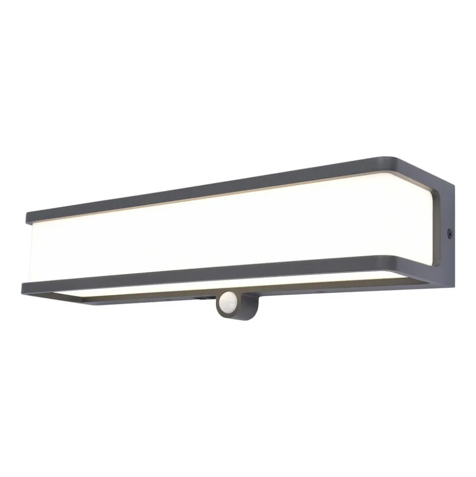 LED-solcellelampe Doblo med sensor, bredde 35 cm